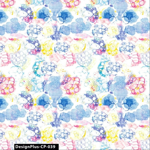 Stylish Fabric 44 in 100% Cotton Rainbow Bubbles Painting Sewing & Craft Fabric, 1 Yard, By the Yard - White, Purple, Hot Pink, Yellow