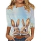 thumbnail image 3 of TaTaai Women Crew Neck 3/4 Sleeve Pullover Tee Easter Print Casual Top Ladies Spring Daily Commute Wear Lightweight Breathable Non-See-Through No Fading Comfortable Fashion Top Gift, 3 of 5