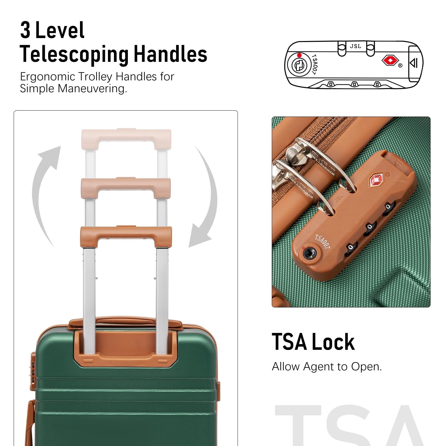 LONG VACATION Luggage Set 6 Piece Suitcase with Spinner Wheels, ABS+PC Hardshell Luggage with TSA Lock & YKK Zipper