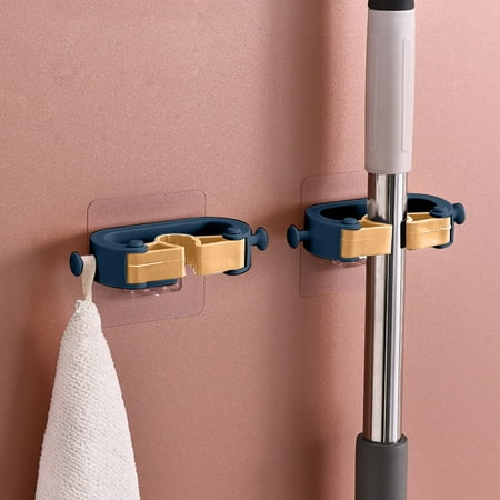 

JGJJUGN Wall Mounted Mop Clip with Strong Suction and Anti-Slip Design Multifunctional Mop Holder for Bathroom with Side Hook Traceless Sticker Installation for Mop Storage Solution