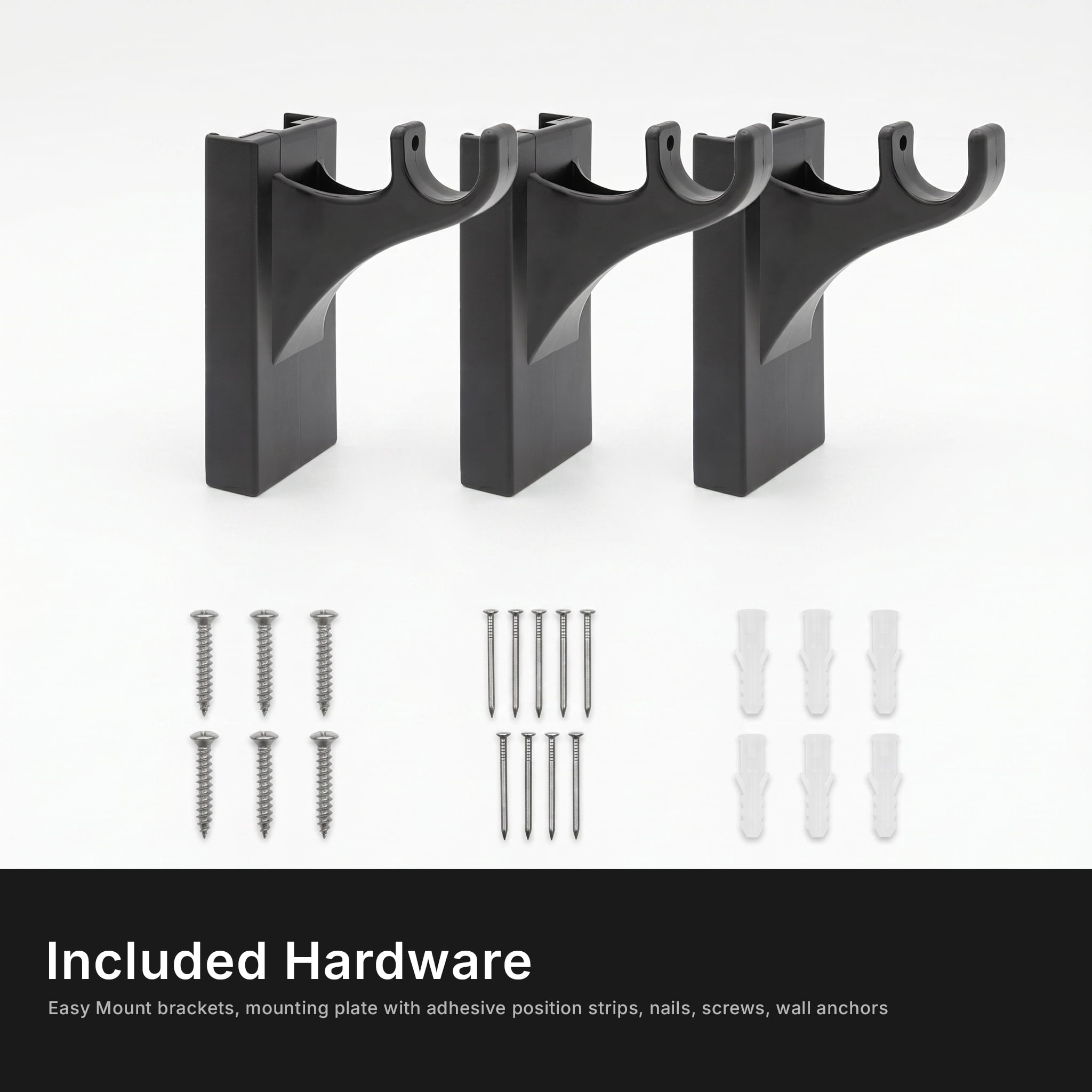 Lumino 5/8" Easy Mount Collection Patsy Matte Black Knob Adjustable Curtain Rod Set, 32-84"