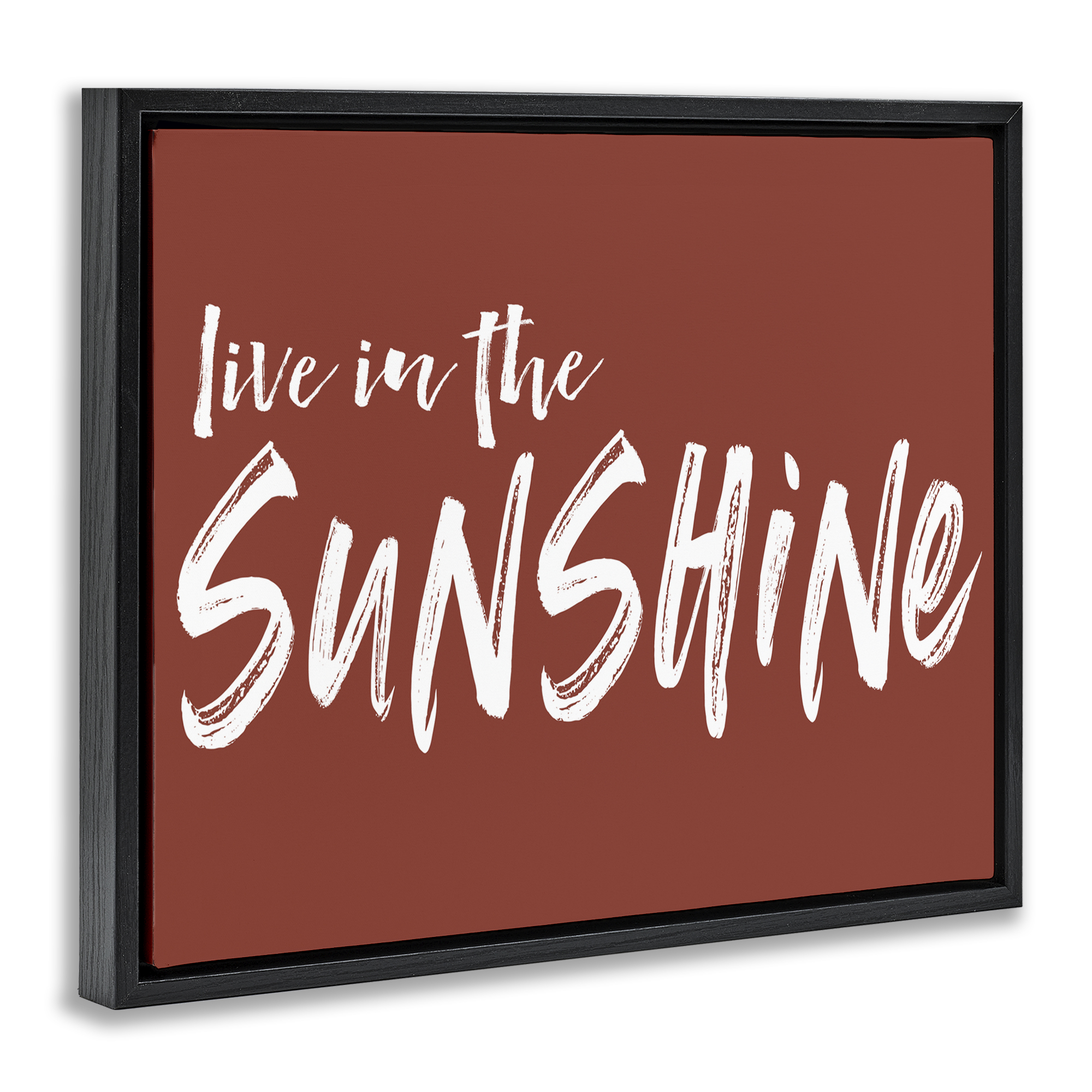 Live In The Sunshine Brown Black Framed Floater Canvas Wall Art, design by Lettered and Lined