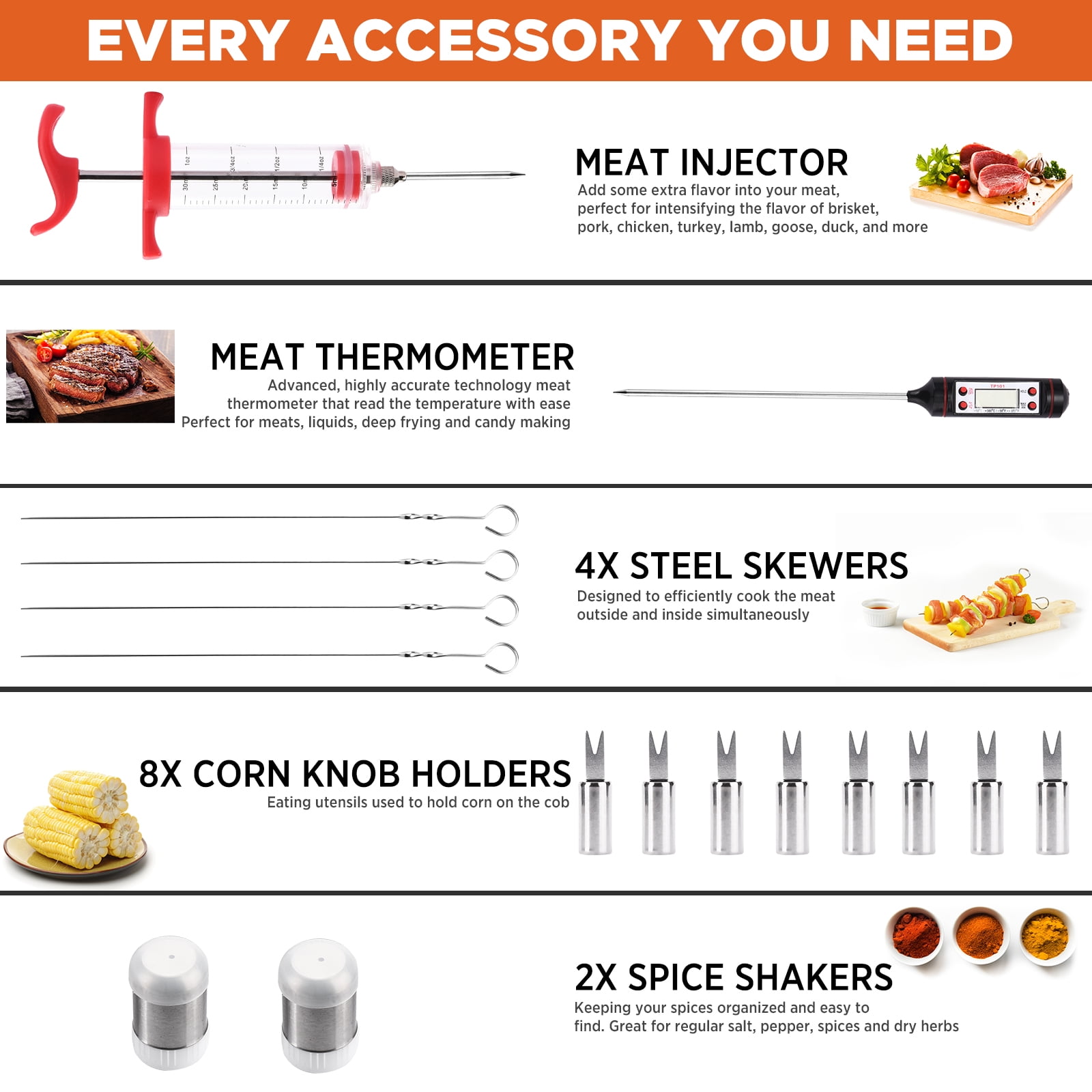Commercial Chef 25-Piece Grill Accessories Set  Outdoor Cooking BBQ Tools with Aluminum Case
