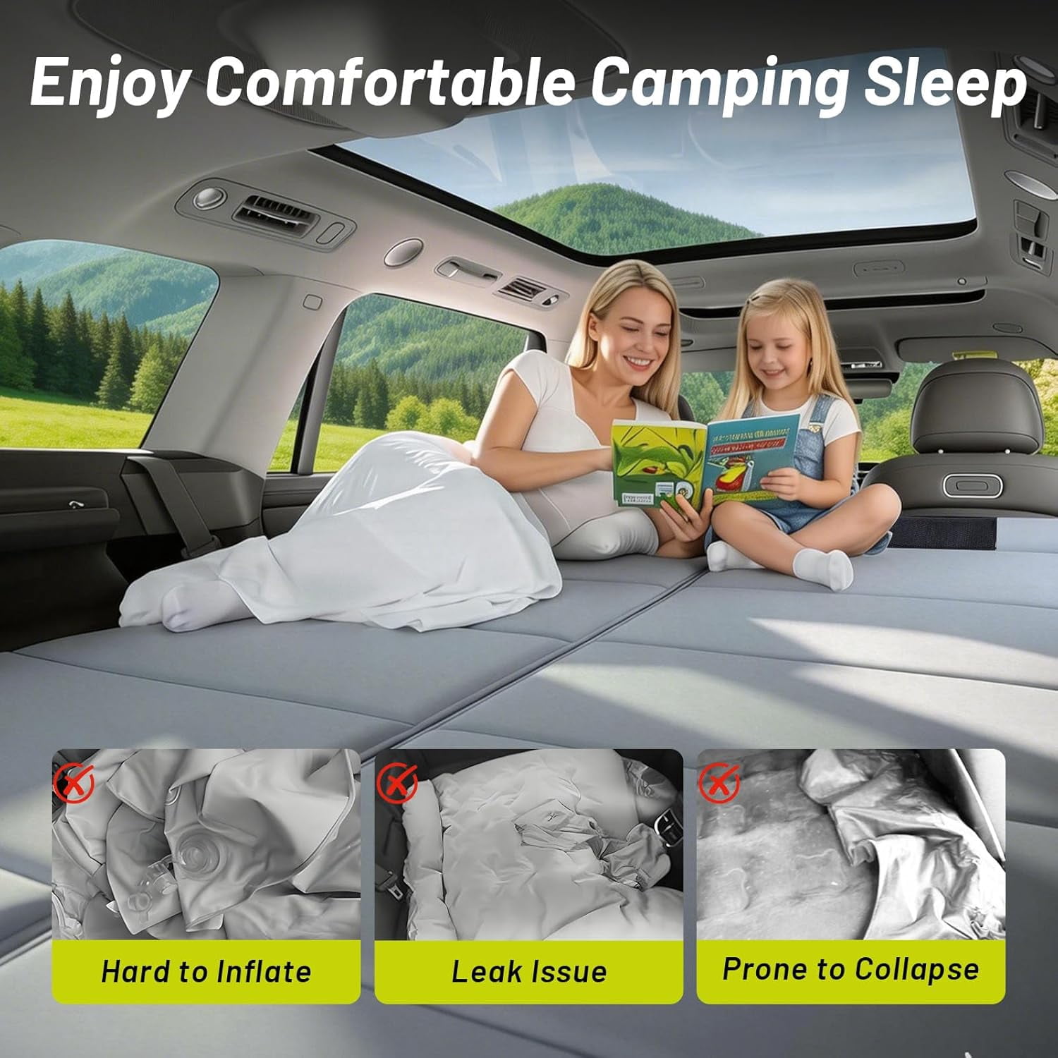 Car Bed for 2026 Kia Sorento, Foldable Non-Inflatable Memory Foam Camping Mattress, Thickened Portable Trunk Sleeping Pad, Air Mattress Upgrade for Camping & Travel Essentials, Outdoor Sleeping Bed