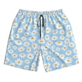 thumbnail image 3 of Uemuo Floral Daisy Pattern Men's Swim Trunks Hawaiian Beach Bathing Suit Swimsuits Beach Quick-Dry Shorts with Pockets-Medium, 3 of 9