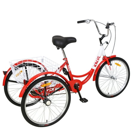 

OWSOO Adult Tricycle Trikes 3-Wheel Bikes 26 Inch Wheels Cruiser Bicycles with Large Shopping Basket for Women and Men