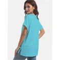 thumbnail image 2 of Women's V-Neck Tee Summer Tshirts Casual Short Sleeve Tops Loose Blouse Fit Tunic Soft, 2 of 4
