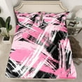 thumbnail image 2 of Manfei Pink Black Graffiti Twin Sheet Sets,Modern Abstract Geometric Twin Fitted Sheet,Vitage Stripe Pattern Flat Sheet For Kids,Super Cozy Room Decor,3pcs, 2 of 7