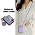 thumbnail image 3 of SaniMore for Samsung Galaxy Z Flip 5 6.7" 2023 Case, Detachable Crossbody Lanyard/ Wrist Strap, PU Leather Diamond-shaped for Girls Women Shockproof Stylish Anti-fall Folding Cover, Purple, 3 of 5