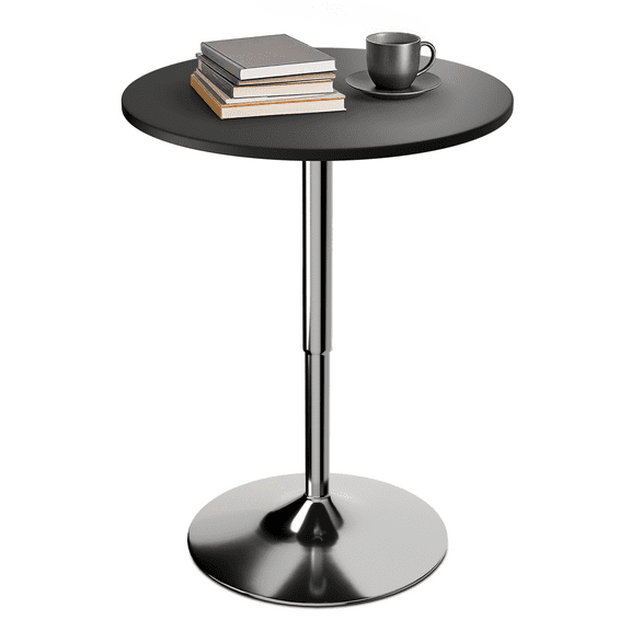 OSM 27.5"-36" Height Adjustable Round Bar Table with 360° Swivel Top, 23.5 Inch Pub Table for Kitchen, Dining & Patio, Black