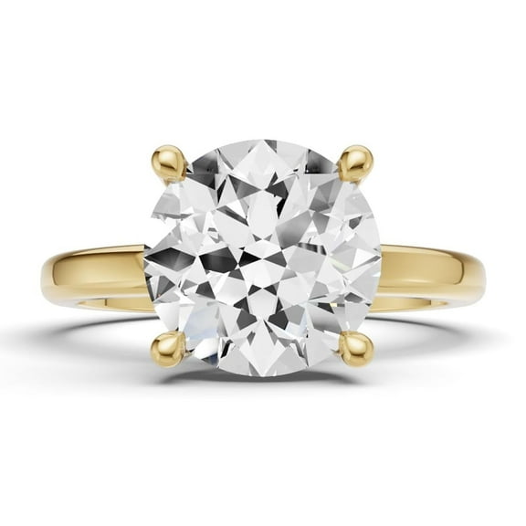 Classic Hidden Halo Lab Grown Diamond Engagement Ring in 14K Yellow Gold (1 CT Round Center) Ring Size : 10