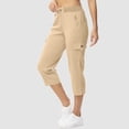thumbnail image 4 of Women's Capris Casual Loose Versatile Elastic Strap Drawstring Zipper Side Pockets Cargo Pants Comfy Workout Cropped Pants, 4 of 8