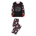 thumbnail image 2 of Midsumdr Family Christmas Pjs Matching Sets, Christmas Pajamas Snow Printed Round Neck Long Sleeve Blouse Tops+Wide Leg Pants Two Piece Set Christmas Pajamas(Dad), 2 of 3