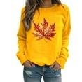 thumbnail image 4 of TKLPEHG Thanksgiving Sweatshirts for Women Glitter Graphic Sweatshirt Casual Long Sleeve Crewneck Pullover Tops (Yellow,S), 4 of 5