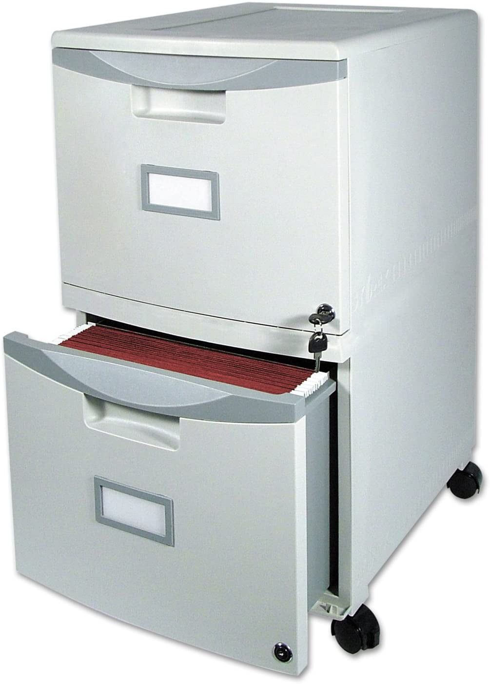 Gray/Gray Legal/Letter Storex 2-Drawer Mobile File Cabinet With Lock and Casters 
