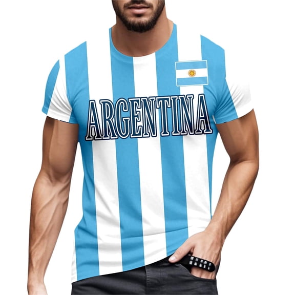 2026 Argentina Soccer Mens T Shirts Short Sleeve Casual Crewneck Pullover Summer Tops Soccer Shirt for Men Outdoor Activities Daily Wear