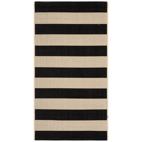 Safavieh Courtyard Ermintrude Striped Indoor/Outdoor Area Rug, Beige/Black, 2' x 3'7"