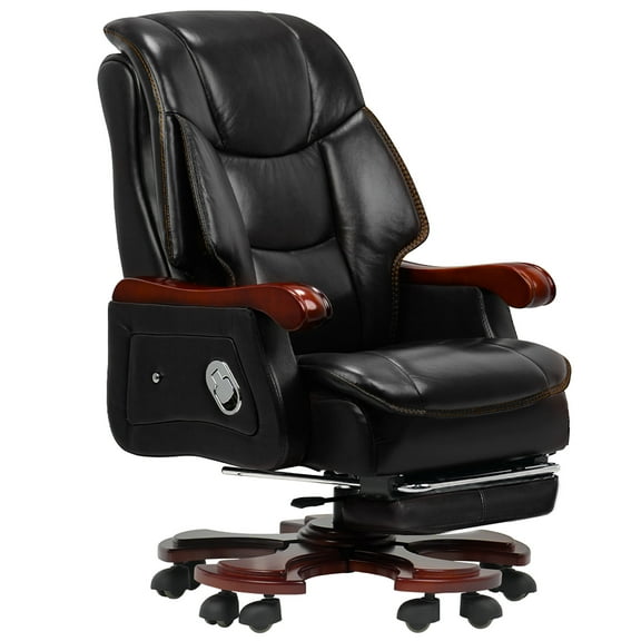 Jones Executive Chair with Massage Big and Tall Home Office Desk Chair Back Task Desk Chair Leather Soft Classic Luxury Boss Executive Swivel Office Chair
