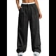 thumbnail image 1 of Pantalones A Rayas para Mujer, de Color Block, Cintura Alta, Pierna , Informales, para Trabajo y Oficina. Negro L, 1 of 9