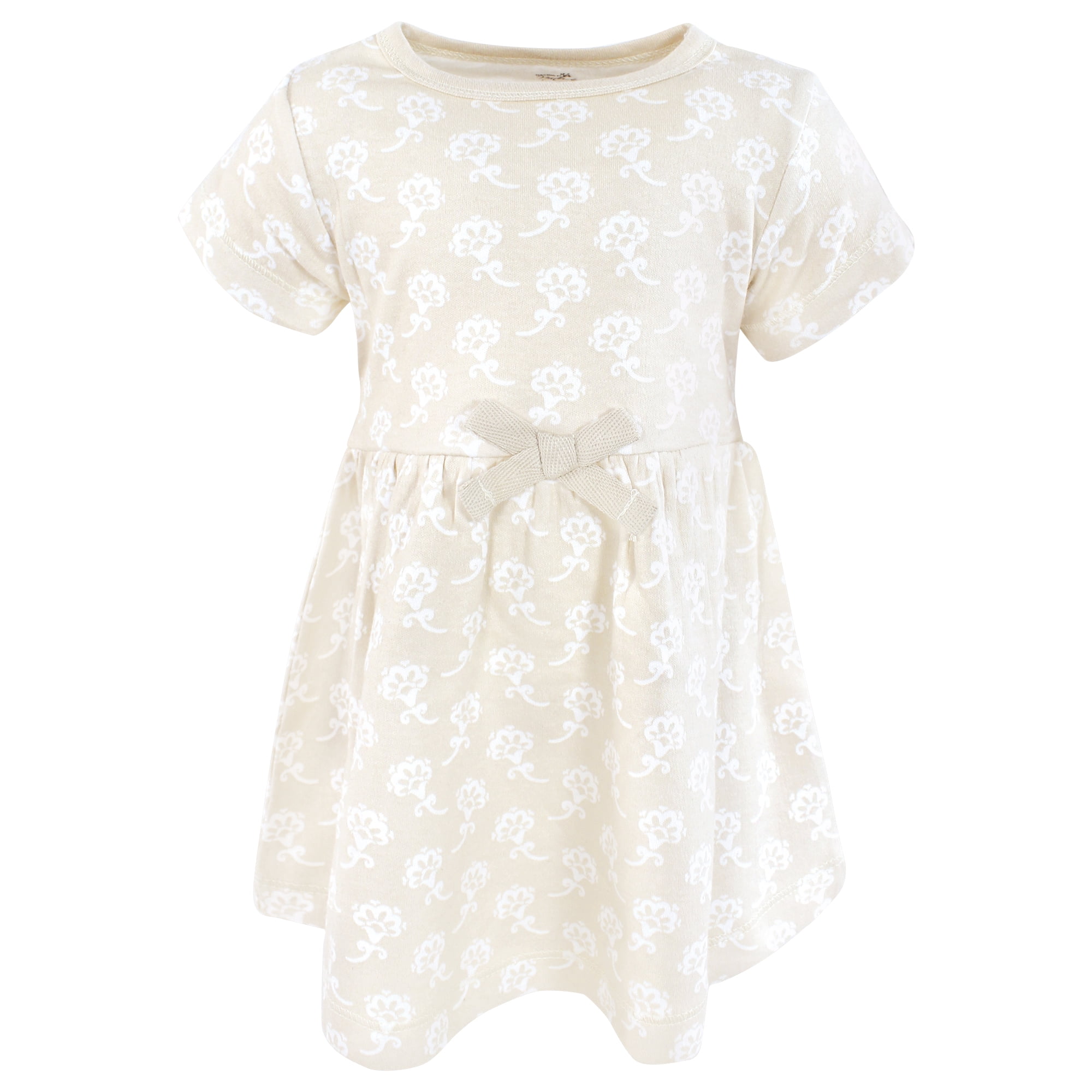 Touched by Nature Girls Organic Cotton Short-Sleeve Dresses, Traditional Floral, 12-18 Months