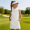 thumbnail image 5 of Bobifish Big Girls Tank Dresses High Neck Half Zip Sleeveless Stretchy Sporty Bodycon Short Dresses Tennis Golf Sports Sundress, 5 of 6