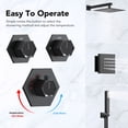 thumbnail image 4 of EVERSTEIN Thermostatic 12 inch Shower System Wall Mount Rain Shower Head CUPC 2.5 GPM Shower Faucet Set with Valve 6 pcs Side Body Jets High Pressure 2 Functions Handheld Spray Matte Black, 4 of 11