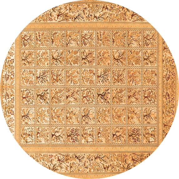 Ahgly Company Indoor Round Animal Orange Traditional Area Rugs, 3' Round