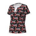 thumbnail image 2 of Naloa Fire and Rescue Truck Print T-Shirts Short Sleeve V Neck Tees for Women Fashion Tops Trendy Lightweight Soft Casual Summer Outfits Clothes, 2 of 5