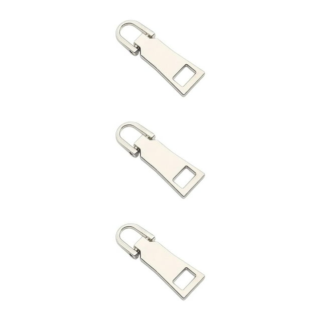 Langgg 3pcs/set Reusable Zippers Pull Tab - Universal Metal Zippers Replacement Zippers Replacement Header No. 3 * Silver 3Set
