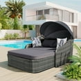 thumbnail image 2 of Harper & Bright Designs Outdoor Sunbed with Adjustable Canopy for Two Person Patio Chaise Double Lounger for Beach Backyard, Gray, 2 of 13