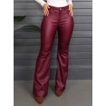 thumbnail image 2 of Pantalones con diseño de bota en forma de bota, piel sintética, cintura alta, color rojo, para mujer, 2 of 5