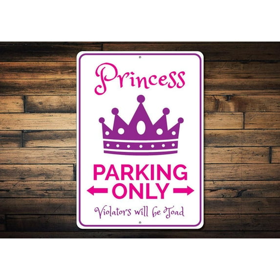 Princess Parking Novelty Sign, Metal Wall Decor - 10x14 inches