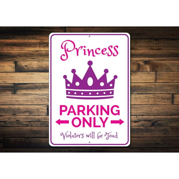 Princess Parking Novelty Sign, Metal Wall Decor - 10x14 inches