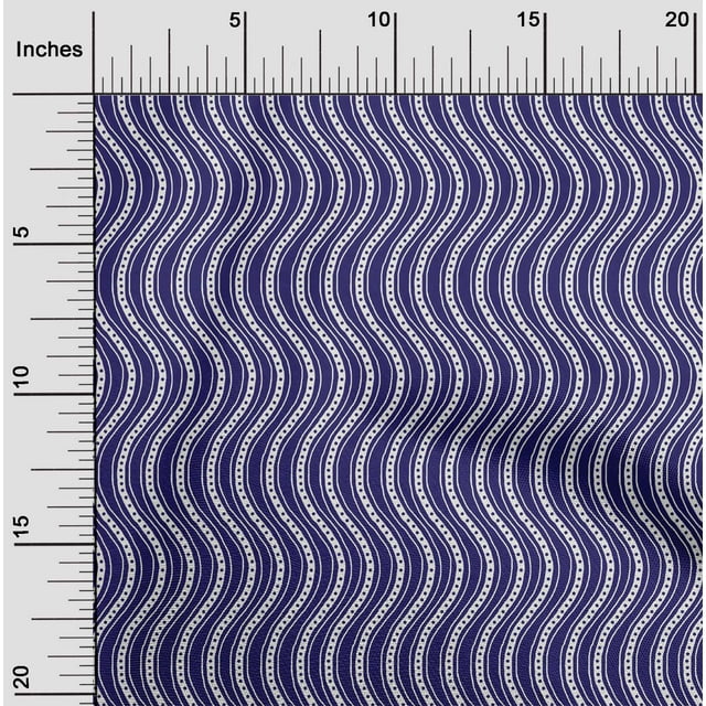 oneOone Georgette Viscose Fabric Dot & Waves Block Print Fabric BTY 42 Inch Wide