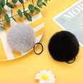thumbnail image 4 of llaveros con pompones, pompones sintéticos esponjosos, adorno de peluche suave, accesorio colgante para niñas y mujeres (gris, negro), 4 of 5