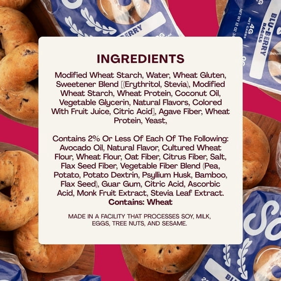 2 PACK Sola Bread Blu-Berry Bagels, Non-GMO, 12 oz, 4 Count
