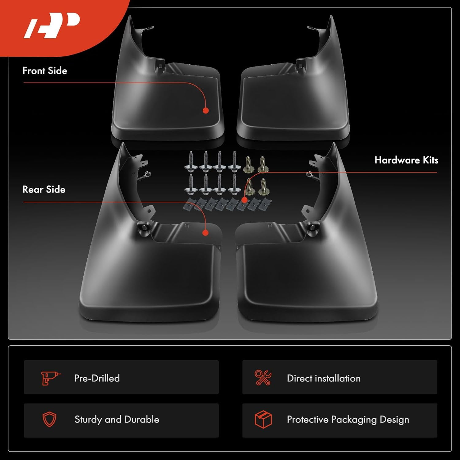 A-Premium Splash Guards Mud Flaps Mudflaps Custom Molded Replacement for Dodge Ram 1500 2500 3500 2009-2017 Without Factory Fender Flares Singe Rear Wheel Front and Rear 4-PC Set
