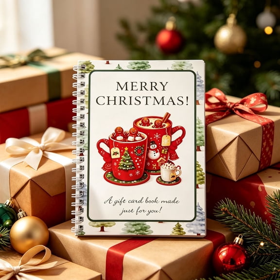 Diy Christmas Gift Card Book, Spiral Bound Christmas Gift Card Book, Christmas Gift Card Books for Adults Gift Cards, Festive Christmas Holiday Designs