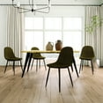 thumbnail image 3 of Homy Casa Modern Rectangular 5-Piece Dining Set for Dining Room, Faux Wood Table with 4 Upholstered Chairs, 3 of 12