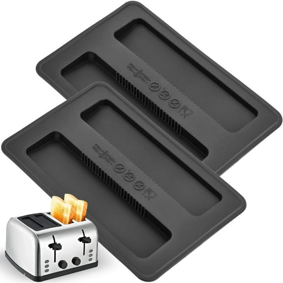 Silicone Toaster Cover, Dustproof & Heat-Resistant Lid for 2 Slice Toasters, Bread Maker Cover, Black 2 Pack