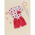 thumbnail image 4 of vera natura Boys 4th of July Shorts Sets Short Sleeve Letter Flag/Star Checkerboard Print Tops Drawstring Shorts Sets, 4 of 8