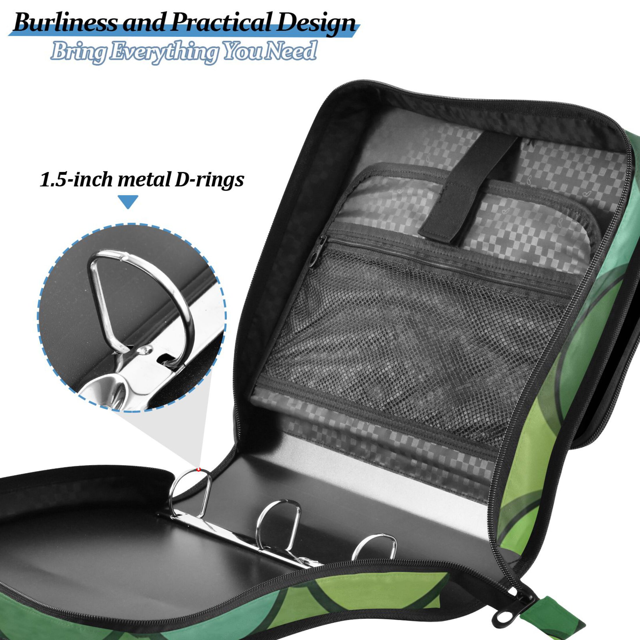 ALAZA Zipper Binder Green Scales 3 Ring Trapper Keeper File Folder Organizer Bag