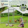 thumbnail image 4 of Large Metal Chicken Coop Walk-in Poultry Cage Hen Run House Duck House Rabbits Habitat Cage Spire Shaped Coop with Waterproof and Anti-Ultraviolet Cover for Outdoor Farm Use, 4 of 8