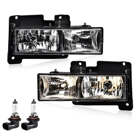 Fit For 1988-1998 Chevy/GMC C10 C/K Pickup Headlights Headlamps Set W/Bulbs
