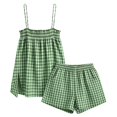 thumbnail image 3 of 2026 New Women Gingham Two Piece Set Sleeveless Tank Top and Plaid Shorts Pajama Set Sleepwear Y2k Summer Outfits, 3 of 3