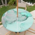 thumbnail image 6 of Round Outdoor Tablecloth with Umbrella Hole and Zipper, Aqua Marble Fitted Table Cover with Elastic Edge for 36-44 Inch, Modern Abstract Waves Silvery Farmhouse Waterproof Patio Tablecoths for Picnic, 6 of 9