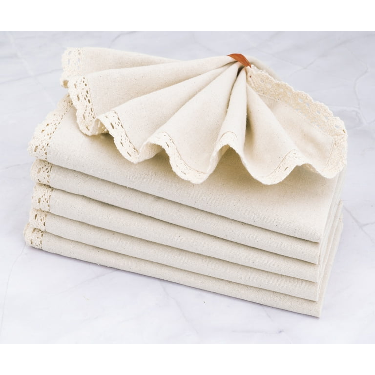  MLMW Thick Cotton Linen Napkins Set of 6 Pack Soft Cloth Dinner  Napkins 17×17 Bulk Rustic Table Napkins for Wedding Party Table  Decoration White : Home & Kitchen