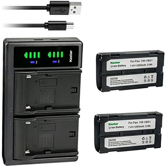 Kastar 2-Pack Battery and LTD2 USB Charger Replacement for Panasonic NV-D Series NV-DE3 NV-DJ1 NV-DJ100 NV-DL1 NV-DP1