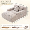 thumbnail image 7 of Homefun 61'' Oversized Chenille Chaise Lounge Chair,No Assembly Indoor Reading Sofa with 3 Pillows for Living Room Bedroom,Khaki, 7 of 7