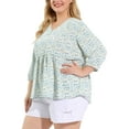thumbnail image 4 of Unique Bargains Juniors' Plus Size Tops Floral Ruffle Flowy Peplum Top White 2X, 4 of 6